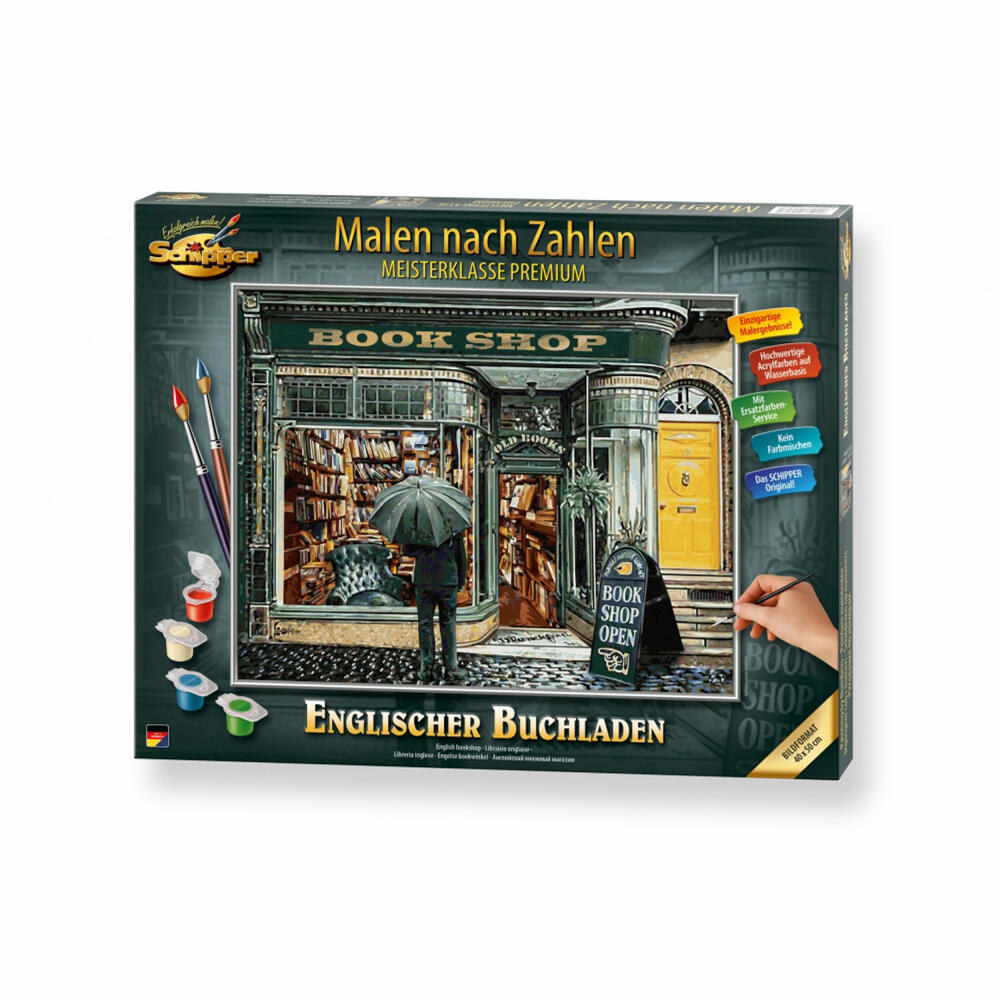 Schipper Malen nach Zahlen Englischer Buchladen, Meisterklasse Premium, Malvorlage, Wandbild, 40 x 50 cm, 609130897