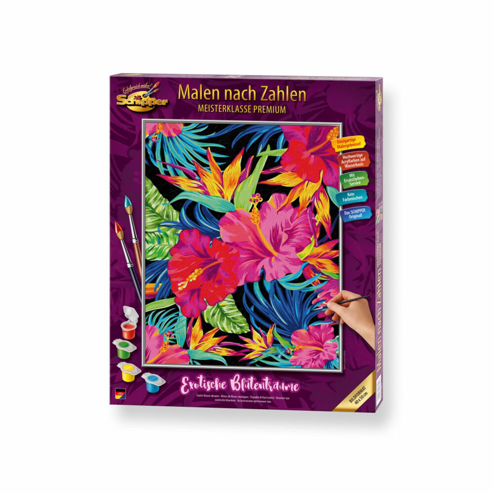 Schipper Painting by Numbers Exotic Flower Dreams, Master Class Premium, Coloring Page, Wall Picture, 40 x 50 cm, 609130851
