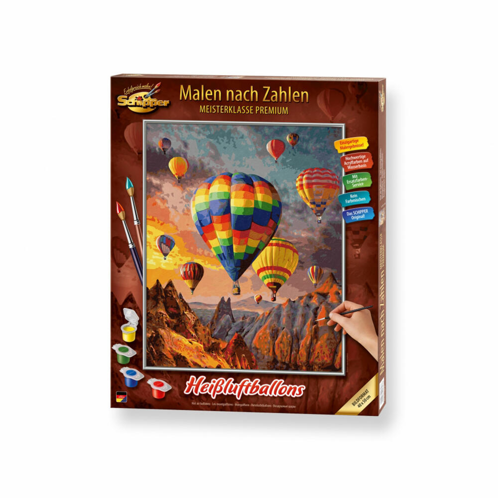 Schipper Paint by Numbers Hot Air Balloons, Master Class Premium, Coloring Page, Wall Picture, 40 x 50 cm, 609130858