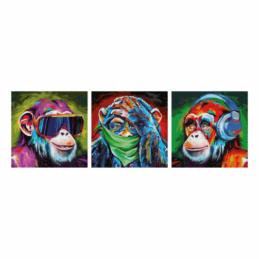 Schipper Painting by Numbers The 3 Monkeys, Master Class Triptych, Coloring Page, Mural, 609470859