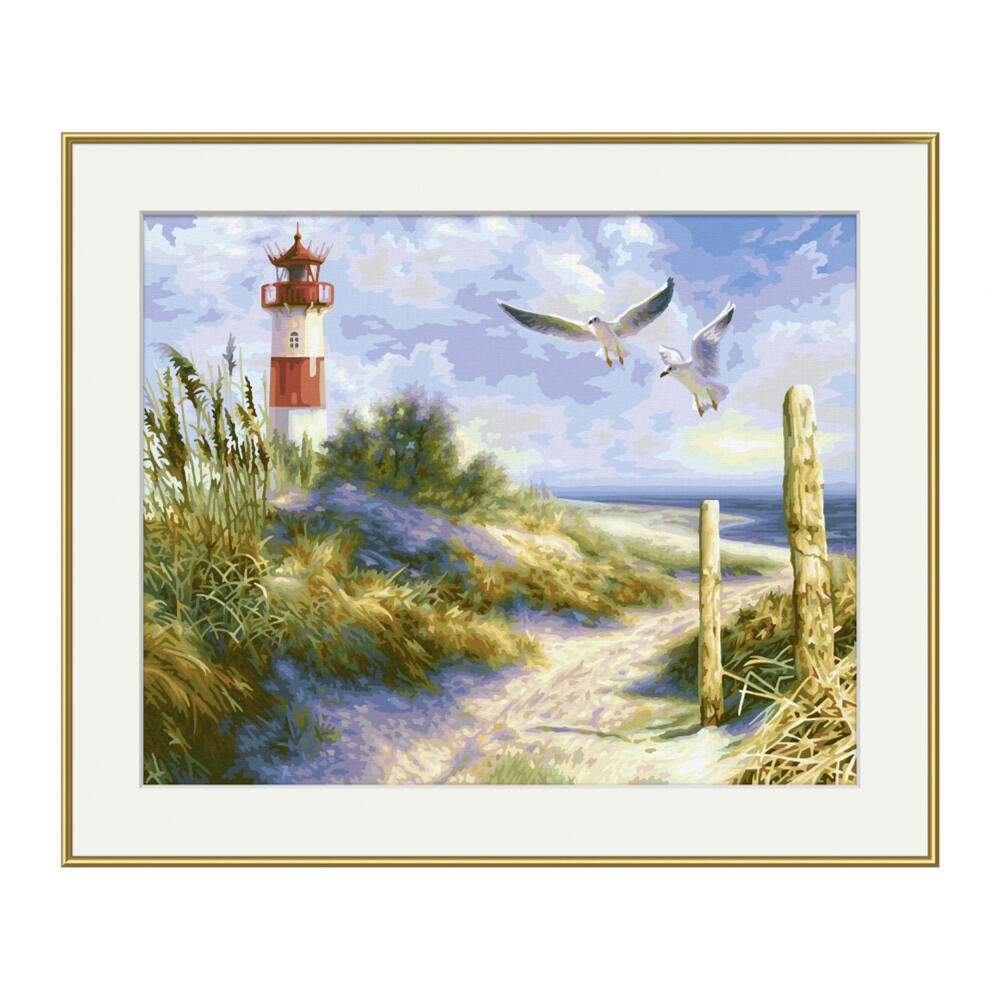 Schipper Painting by Numbers Dune Landscape with Lighthouse, Master Class Premium, Coloring Page, Wall Picture, 40 x 50 cm, 609130884