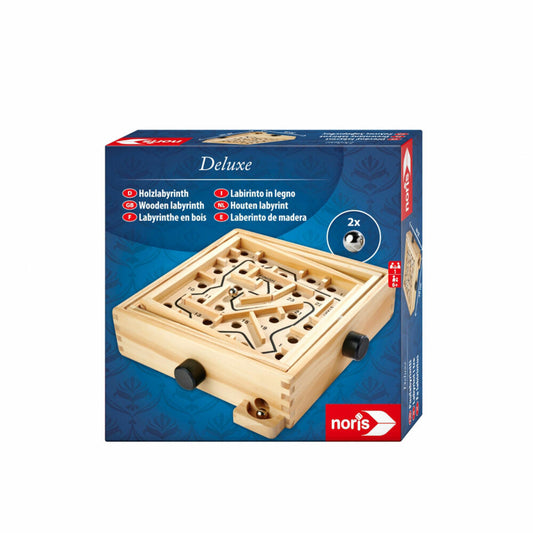 Noris Deluxe Holzlabyrinth, Labyrinth, Geduldsspiel, Balance Spiel, ab 6 Jahren, 606101983