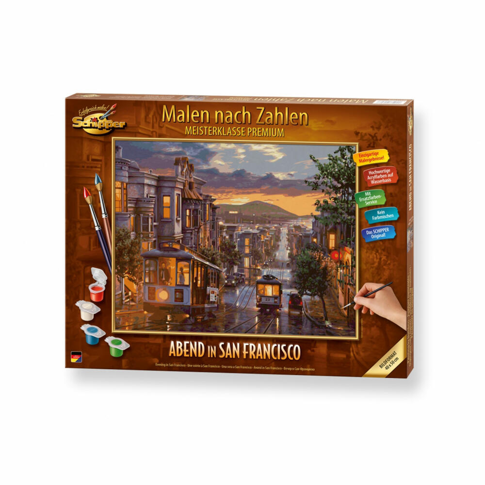 Schipper Malen nach Zahlen Abendstimmung in San Francisco, Meisterklasse Premium, Malvorlage, Wandbild, 40 x 50 cm, 609130896