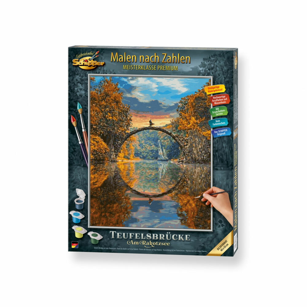 Schipper Painting by Numbers Devil's Bridge at Rakotzsee, Master Class Premium, Coloring Page, Wall Picture, 40 x 50 cm, 609130898