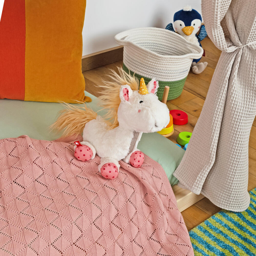 sigikid Patchwork Sweety Einhorn Yellow, Kuscheltier, Plüschtier, Schmusetier, Polyester, 28 cm, 43272