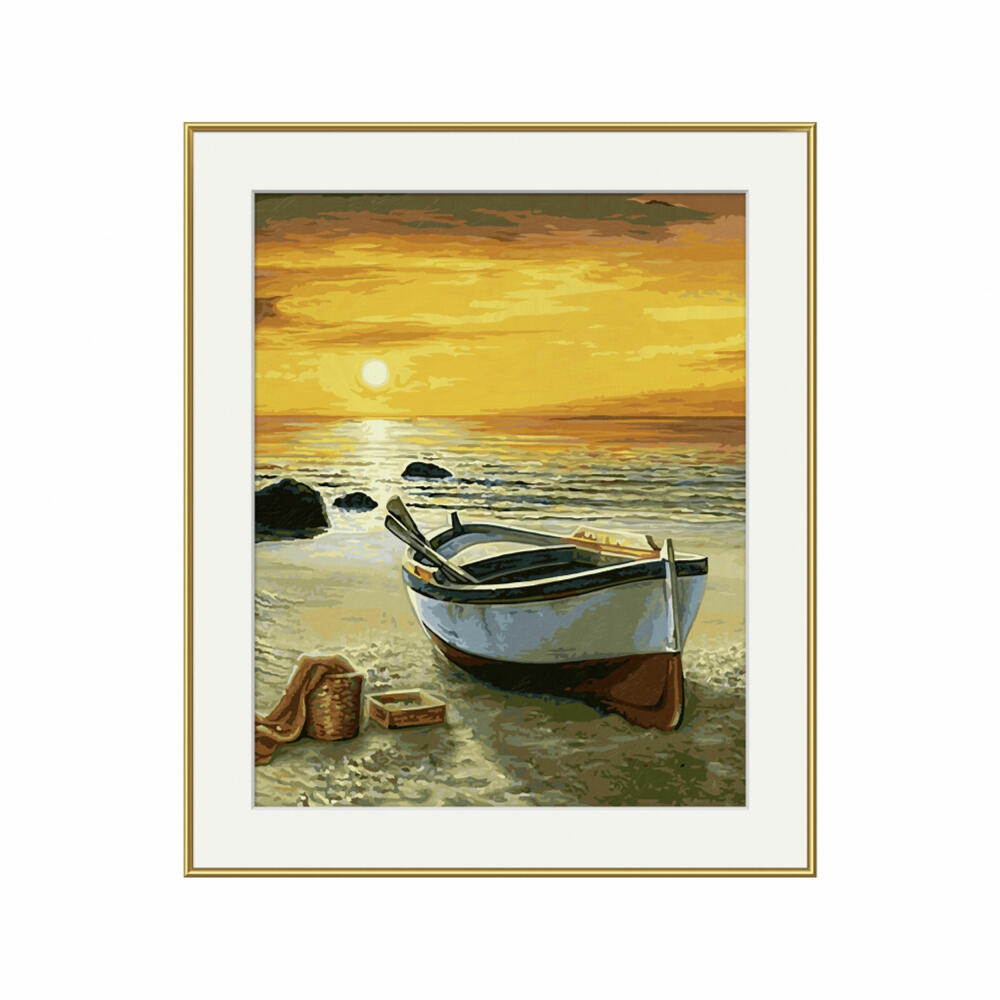 Schipper Painting by Numbers Fishing Boat on the Beach, Master Class Premium, Coloring Page, Wall Picture, 40 x 50 cm, 609130885