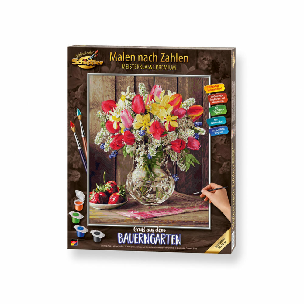 Schipper Painting by Numbers A Greeting from the Cottage Garden, Master Class Premium, Coloring Page, Wall Picture, 40 x 50 cm, 609130790