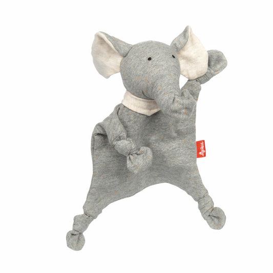 sigikid Mini Jersey Cloth Elephant Tiny Tissues, comfort blanket, cuddly blanket, cotton, gray, 18 cm, 39836