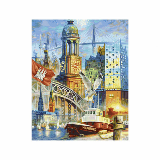 Schipper Malen nach Zahlen Hamburg, meine Perle, Meisterklasse Premium, Malvorlage, Wandbild, 40 x 50 cm, 609130891