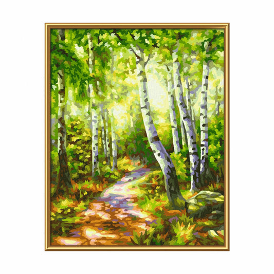 Schipper Malen nach Zahlen Birkenwäldchen, Meisterklasse Klassiker, Malvorlage, Wandbild, 24 x 30 cm, 609240801