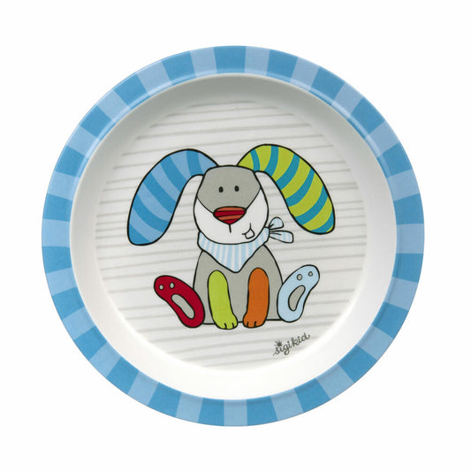 sigikid Ringel Dingel Teller Hase, Kinderteller, Speiseteller, Kinder Geschirr, rPET, Blau, Ø 21.5 cm, 25387