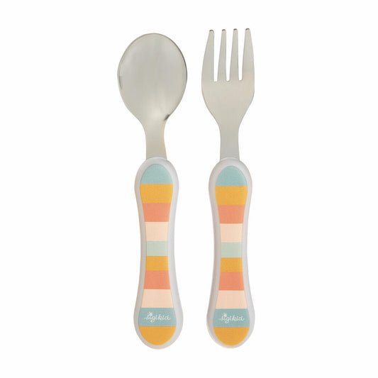 sigikid 4 Freunde Besteck-Set Yellow, 2-tlg., Kinderbesteck, Besteck-Set, Gabel, Löffel, Kinder, 25362
