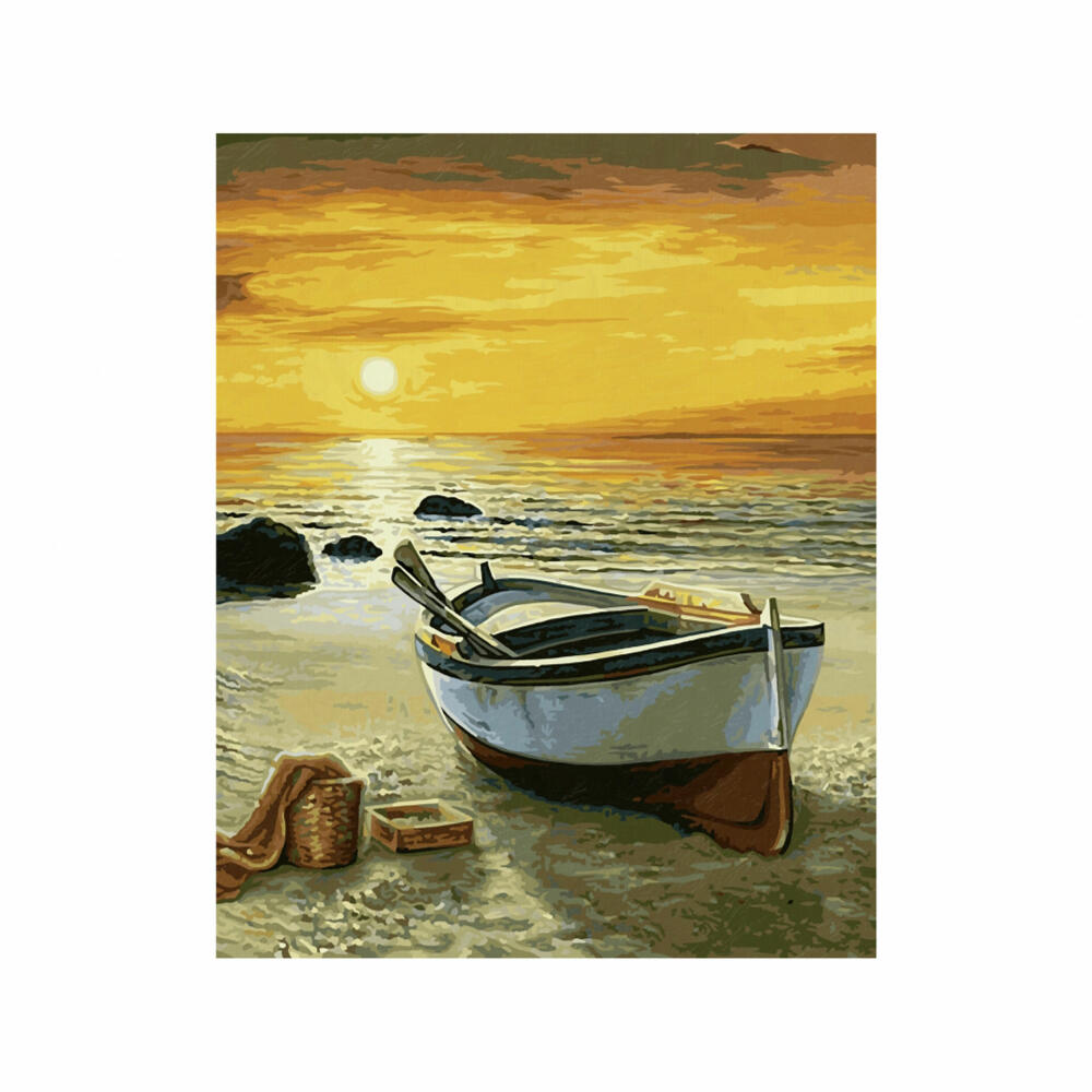 Schipper Painting by Numbers Fishing Boat on the Beach, Master Class Premium, Coloring Page, Wall Picture, 40 x 50 cm, 609130885