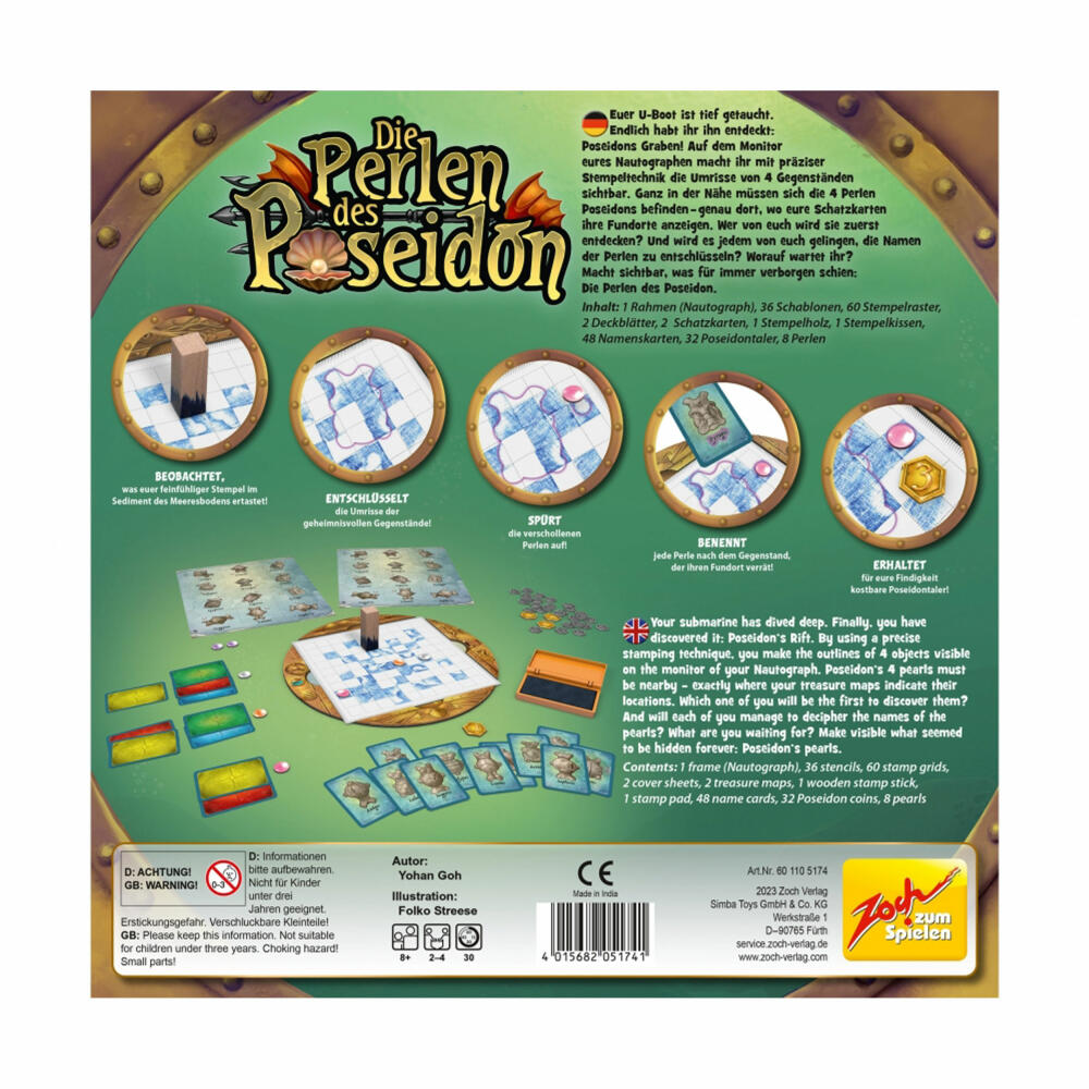 Zoch The Pearls of Poseidon, family game, board game, puzzle game, ages 8 and up, 601105174