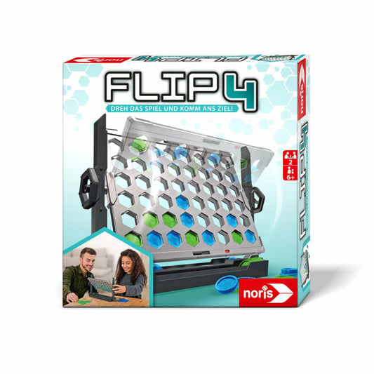 Noris Flip4, 4 Gewinnt, Strategiespiel, Spieleklassiker, Familienspiel, ab 6 Jahren, 606064599