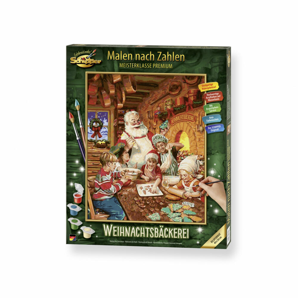 Schipper Painting by Numbers Christmas Bakery, Master Class Premium, Coloring Page, Wall Picture, 40 x 50 cm, 609130890
