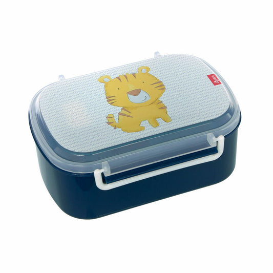 sigikid Lunchbox Tiger, lunch box, snack box, breakfast box, children, plastic, blue, 25174