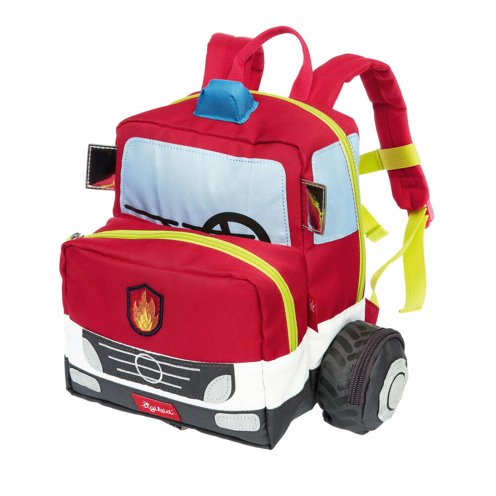 sigikid Rucksack Feuerwehrauto, Kinderrucksack, Kindergartentasche, Kinder, Feuerwehr, Polyester, Rot, 25251