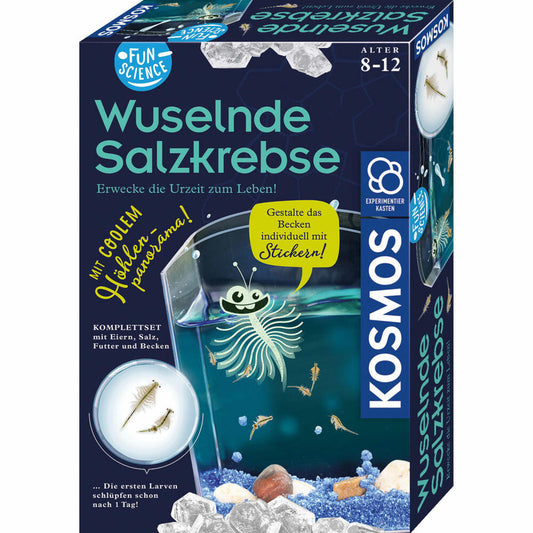 KOSMOS Fun Science Wuselnde Salzkrebse Experimentierkasten, Urzeitkrebse Züchten, Salzkrebse, 654160