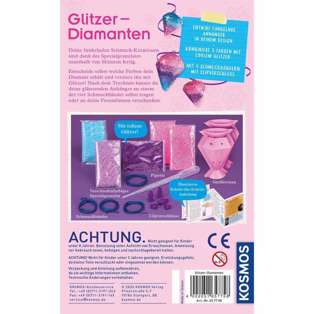KOSMOS Glitzer-Diamanten, Experimentieren, Basteln, Lernen, Entdecken, ab 8 Jahren, 657758