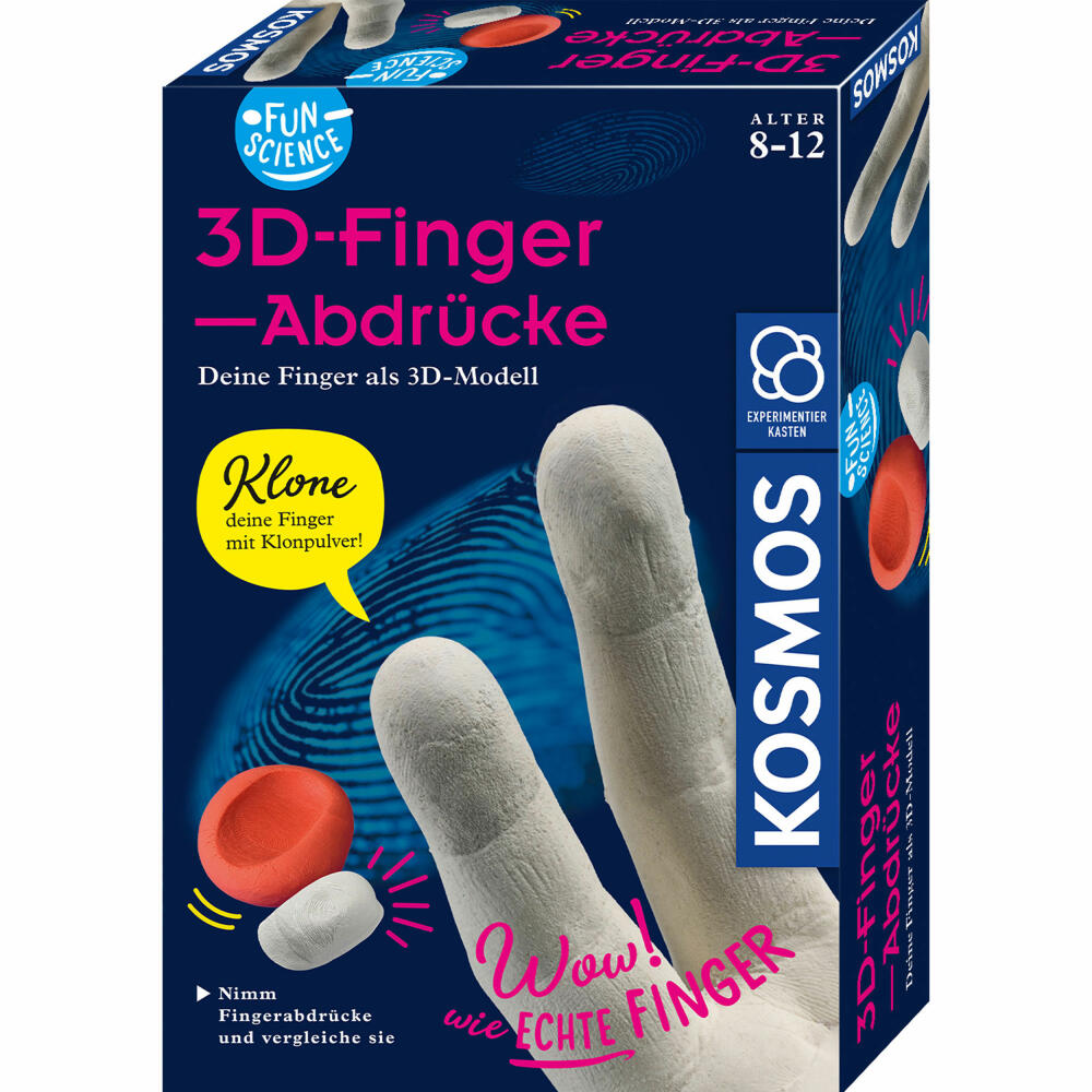 KOSMOS Experimentierkasten Fun Science 3D-Fingerabdrücke, Gipsabdruck, Experimente, ab 8 Jahren, 654221