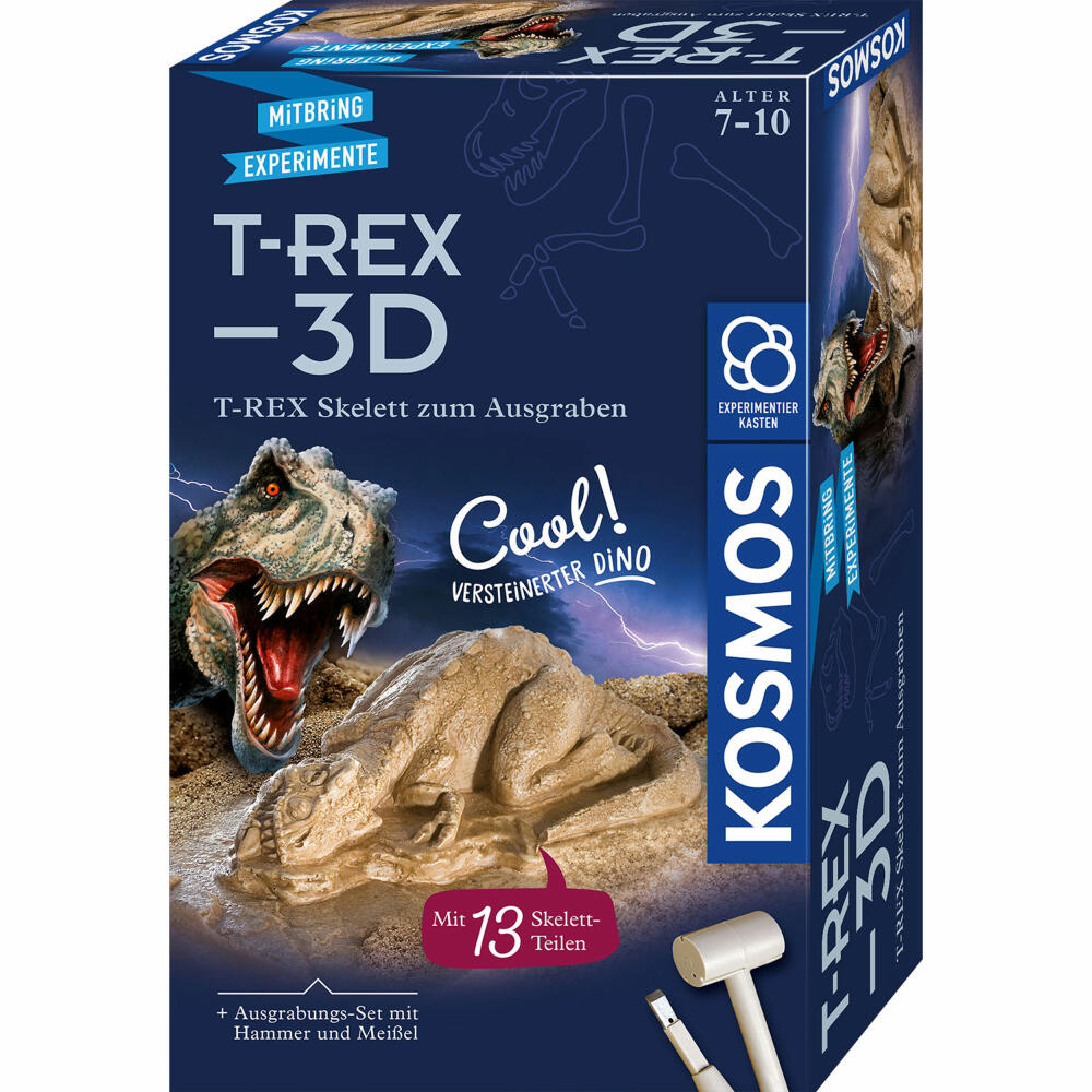 KOSMOS T-Rex 3D, Skelett zum Ausgraben, Experimentierkasten, Ausgrabungs-Set, ab 7 Jahren, 636159