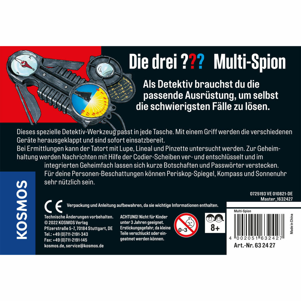 KOSMOS Die drei ??? Multi-Spion, Experimentierkasten, Detektivspiel, Kinder, ab 8 Jahren, 632427