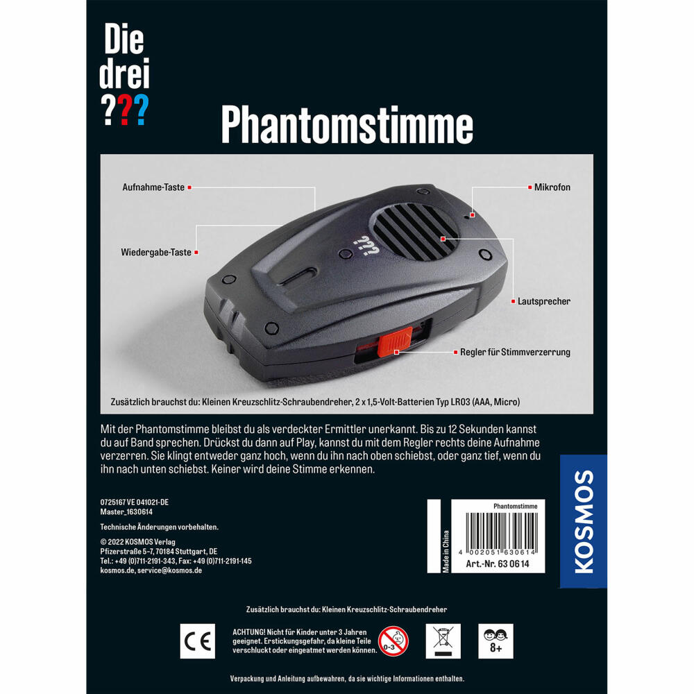 KOSMOS The Three ??? Phantom Voice, Voice Changer, Detectives, Toy, Children, Ages 8 and Up, 630614