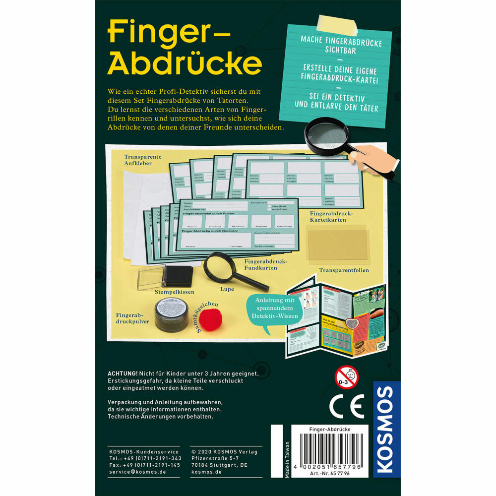 KOSMOS Finger-Abdrücke, Detektiv-Experimente, Experimentierkasten, Experimentier Kasten, ab 8 Jahren, 657796