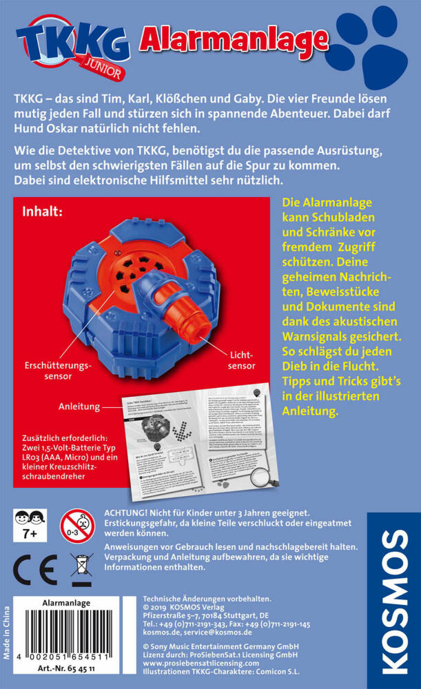 KOSMOS TKKG Detektivset Alarmanlage + Detektivtool + Gratis Abhörgerät, Detektiv, Spionage, Spielzeug, Set, 3-tlg.