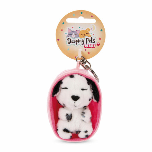 NICI Sleeping Pets Hund Dalmatiner Schlüsselanhänger, Schlüssel Anhänger, Glücksbringer, 8 cm, 48833
