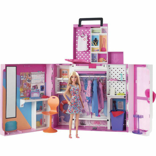 Mattel HGX57 Barbie Traumkleiderschrank und blonde Puppe, über 60 cm Breiter Schrank