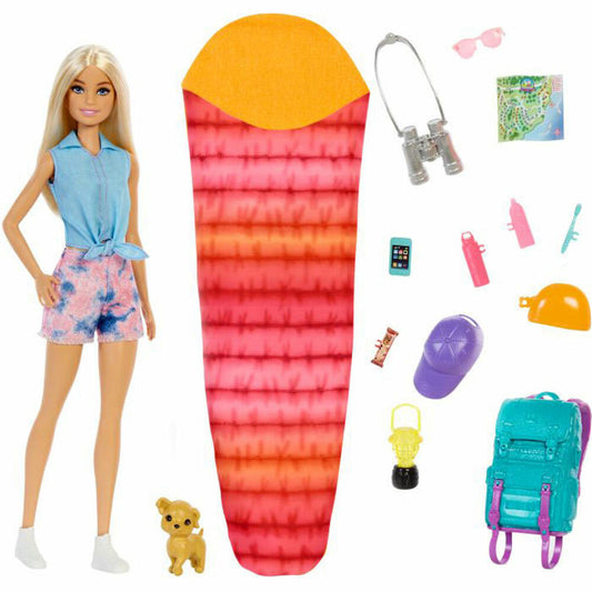Mattel Barbie It takes two! Camping Spielset mit Malibu Puppe, Hündchen und Accessoires