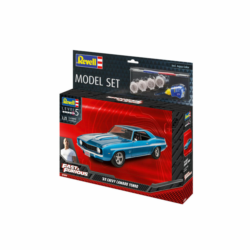 Revell Model Set Fast &amp; Furious 1969 Chevy Camaro Yenko, Car, Model Kit, Model Kit, 92 Parts, Ages 13 and Up, 67694