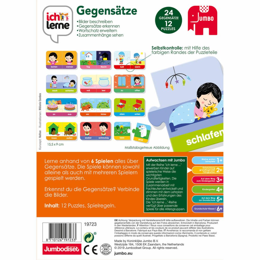 Jumbo Spiele ich lerne Gegensätze, Lernspiel, Kinderspiel, Puzzlespiel, Puzzle, Kinder, 19723