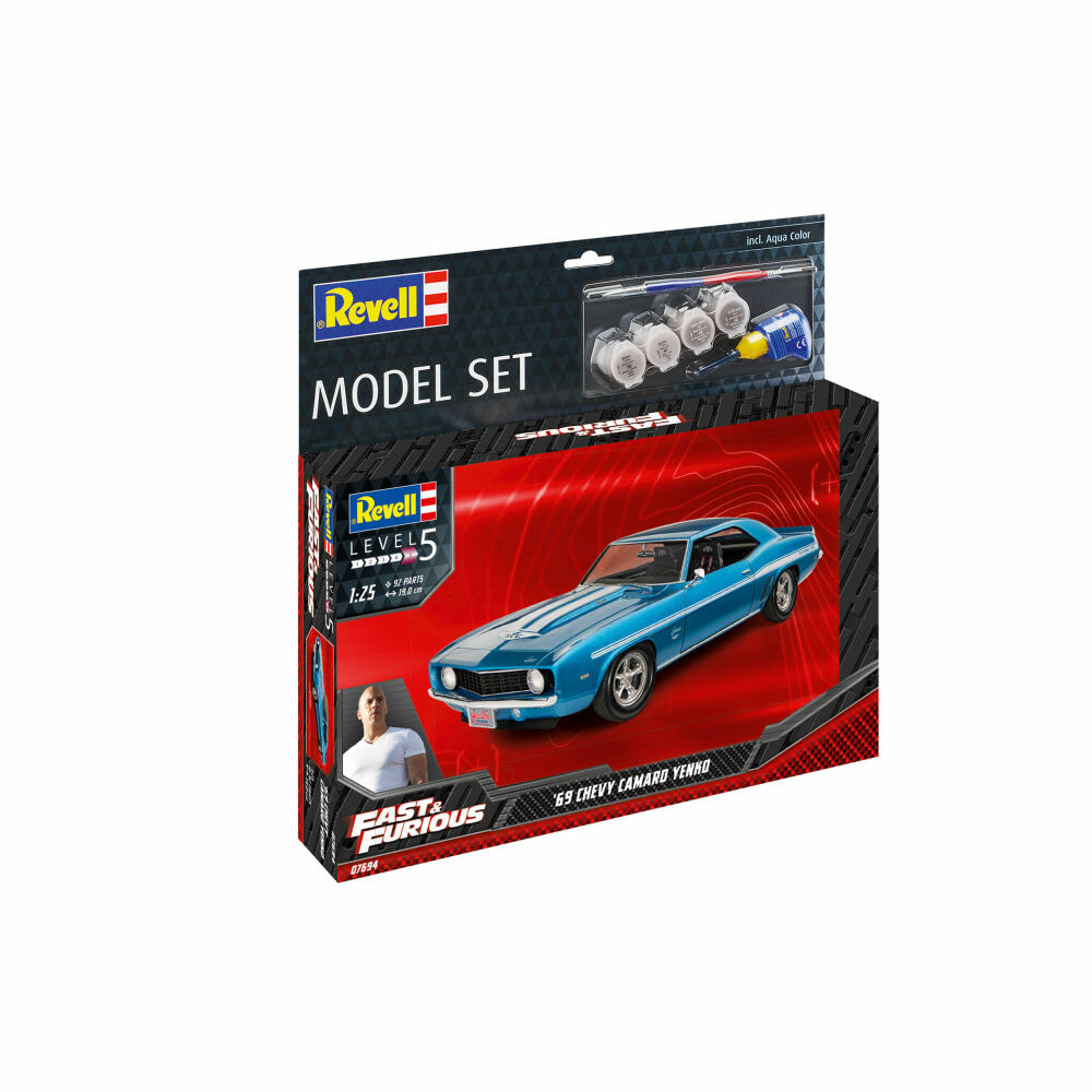 Revell Model Set Fast &amp; Furious 1969 Chevy Camaro Yenko, Car, Model Kit, Model Kit, 92 Parts, Ages 13 and Up, 67694