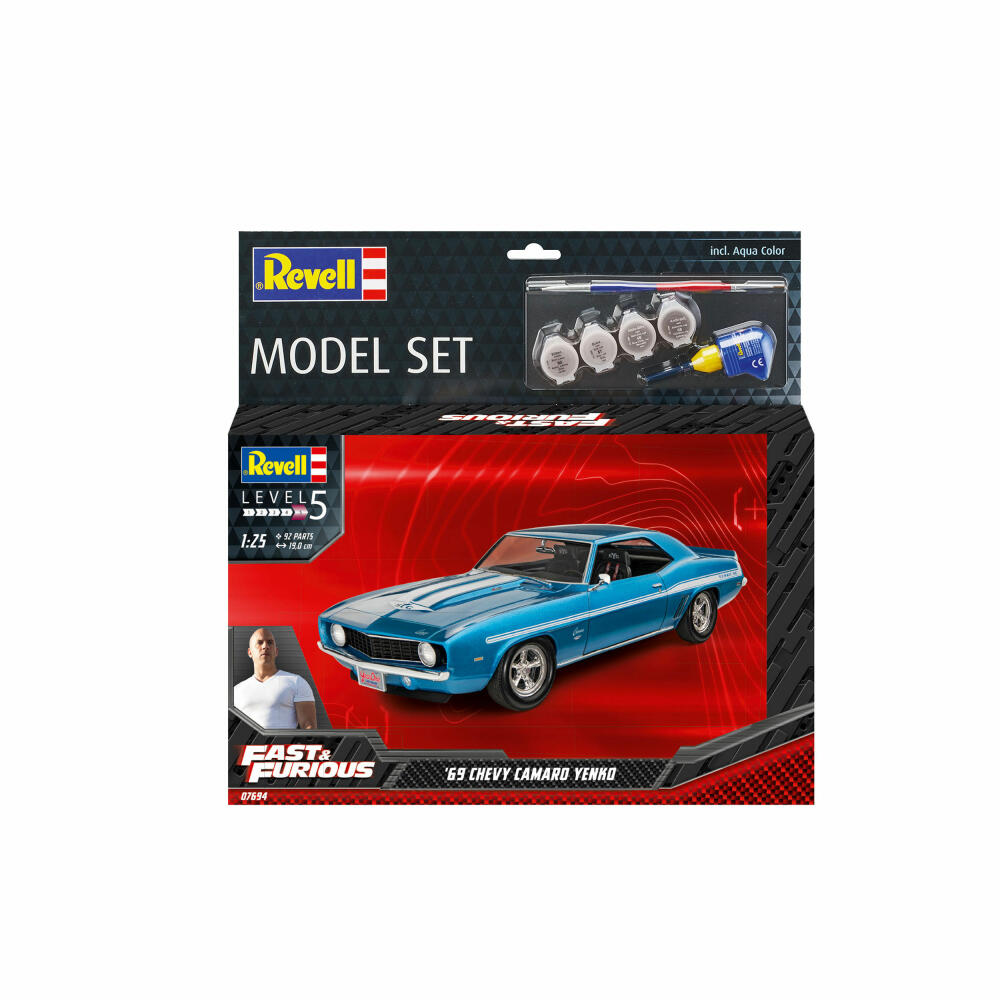 Revell Model Set Fast &amp; Furious 1969 Chevy Camaro Yenko, Car, Model Kit, Model Kit, 92 Parts, Ages 13 and Up, 67694