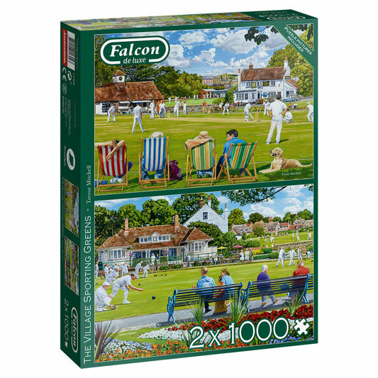 Jumbo Spiele Falcon The Village Sporting Greens, Puzzle, Erwachsenenpuzzle, Puzzlespiel, 2 x 1000 Teile, 11309