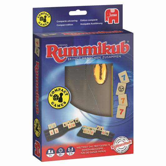 Jumbo Games Original Rummikub Compact Game, Travel Game, Board Game, Family Game, Number Placing Game, 3942