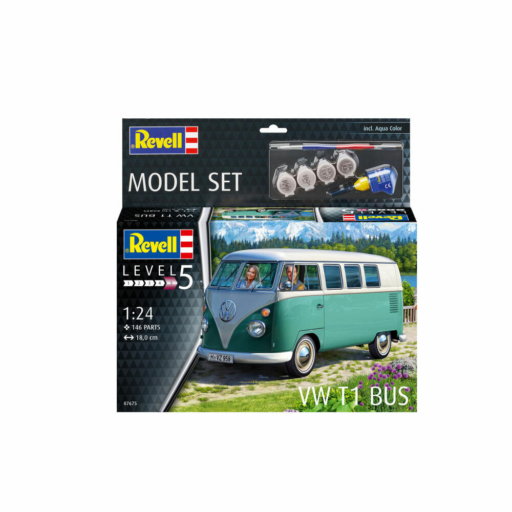 Revell Model Set VW T1 Bus, Bulli, Modellbausatz, Modell Bausatz, 146 Teile, ab 13 Jahre, 67675