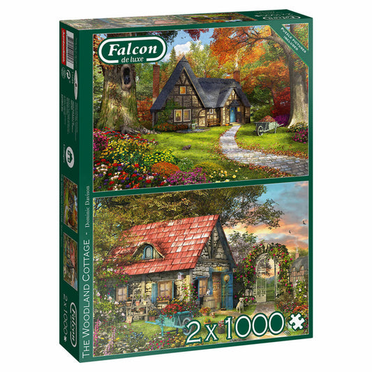 Jumbo Spiele Falcon The Woodland Cottage, Puzzle, Erwachsenenpuzzle, Puzzlespiel, 2 x 1000 Teile, 11294
