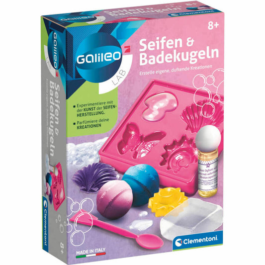 Clementoni Galileo Soaps and Bath Bombs, DIY, Experiment Kit, Soap Making, Ages 8 and Up, 59013