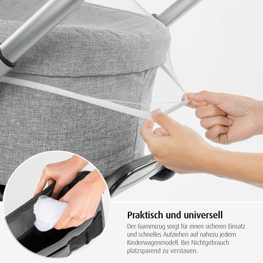 reer BiteSafe Insektenschutz für Kinderwagen, Moskitonetz, Mückennetz, Fliegennetz, Polyester, Weiß, 87030