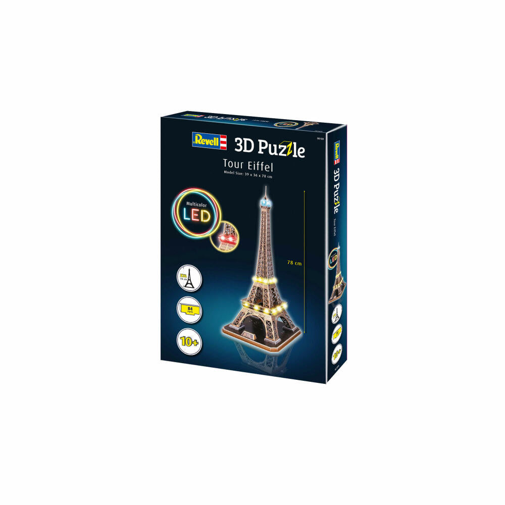 Revell 3D Puzzle Eiffelturm, LED Edition, mit Beleuchtung, 84 Teile, ab 10 Jahren, 00150