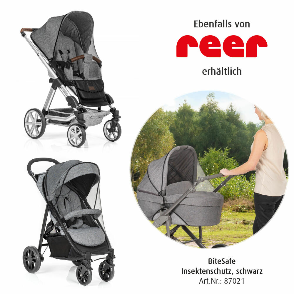 reer BiteSafe Insektenschutz für Kinderwagen, Moskitonetz, Mückennetz, Fliegennetz, Polyester, Weiß, 87030