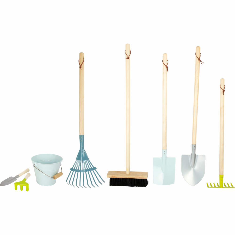 Legler small foot Großes Gartenwerkzeug-Set, 8-tlg., Garten Werkzeug, Harke, Schaufel, Eimer, Kinder, 11883