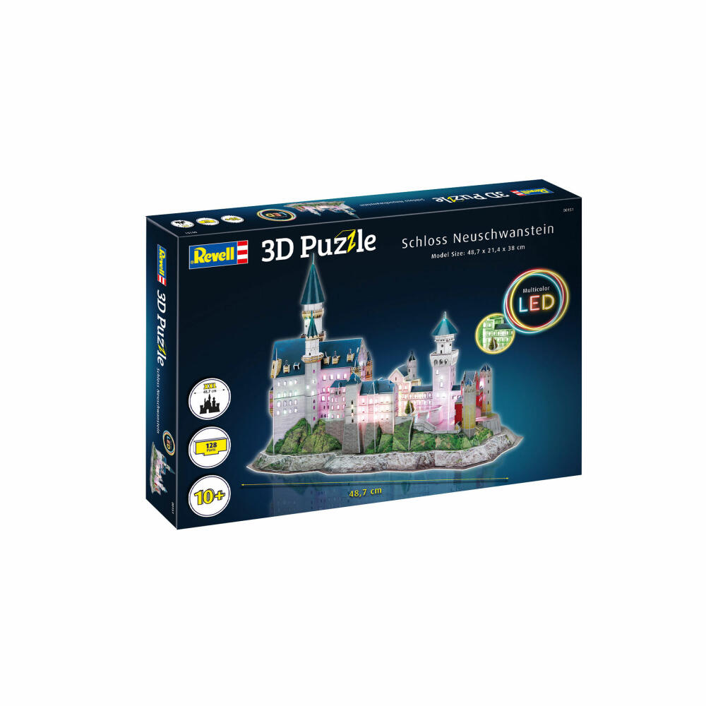 Revell 3D Puzzle Neuschwanstein Castle, LED Edition, with lighting, 128 pieces, from 10 years, 00151