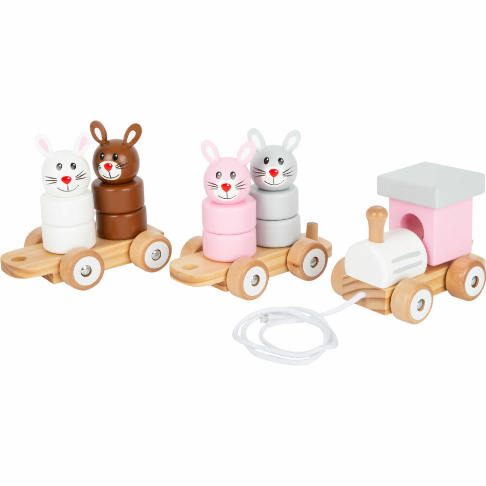 Legler small foot Nachziehzug Hasenfamilie, Nachziehspielzeug, Schiebespielzeug, Kinder Spielzeug, 11719