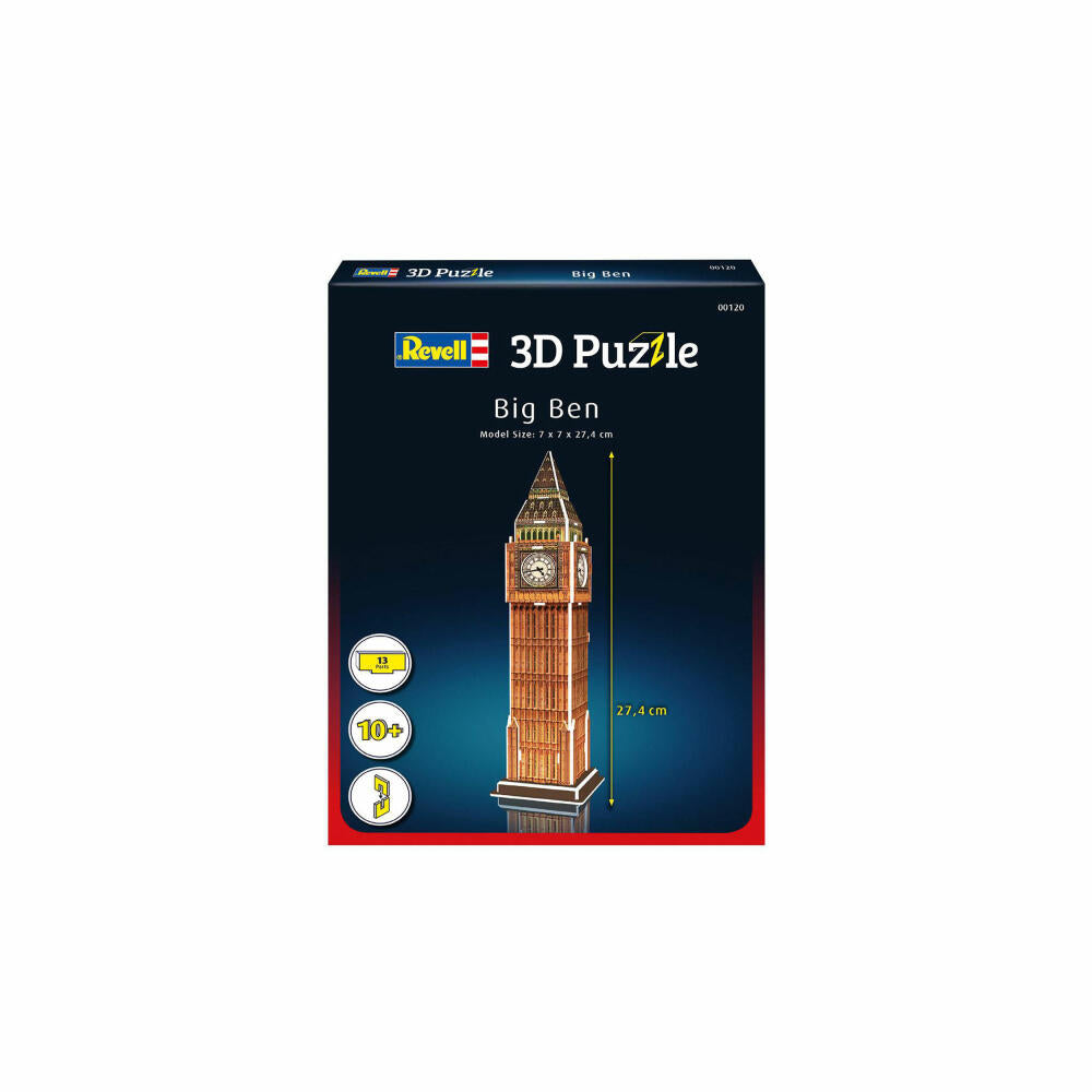 Revell 3D Puzzle Big Ben, Sehenswürdigkeit, 3D-Steckpuzzle, 13 Teile, 00120