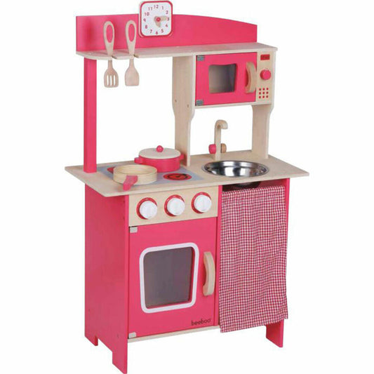 SpielMaus Hol Children's Wooden Kitchen red, with accessories